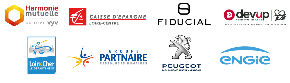 Harmonie mutuelle, Caisse d'Epargne Loire-Centre, Fiducial, Dev'Up, Loir et Cher le Département, Groupe Partnaire, Peugeot Blois, Romorabtin, Vendome et Engie